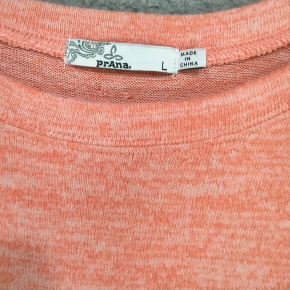prAna Pullover Sweater Womens Size L Peach Heathered Stretch Boat Neck Soft - Picture 7 of 12